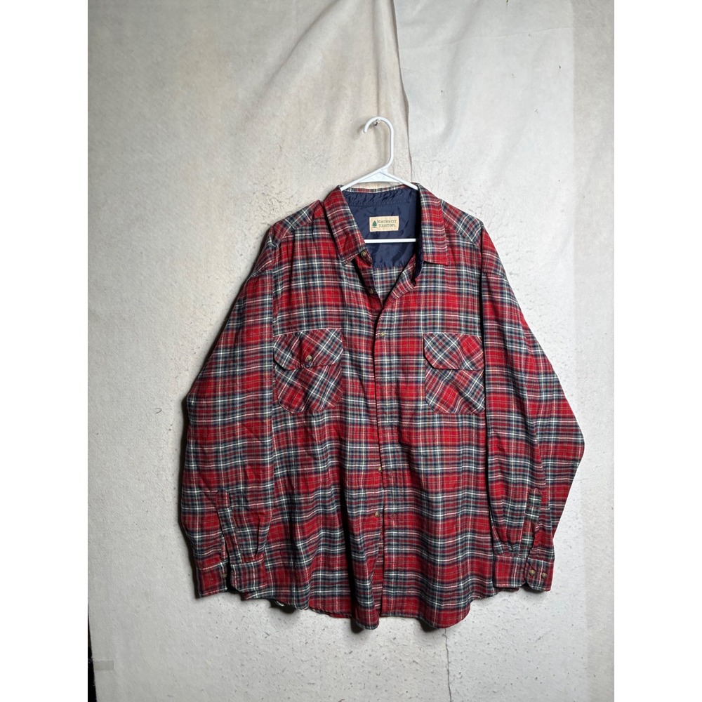 Northwest Territory Mens Red Plaid Flannel Button Down Shirt Long Sleeve 9053
